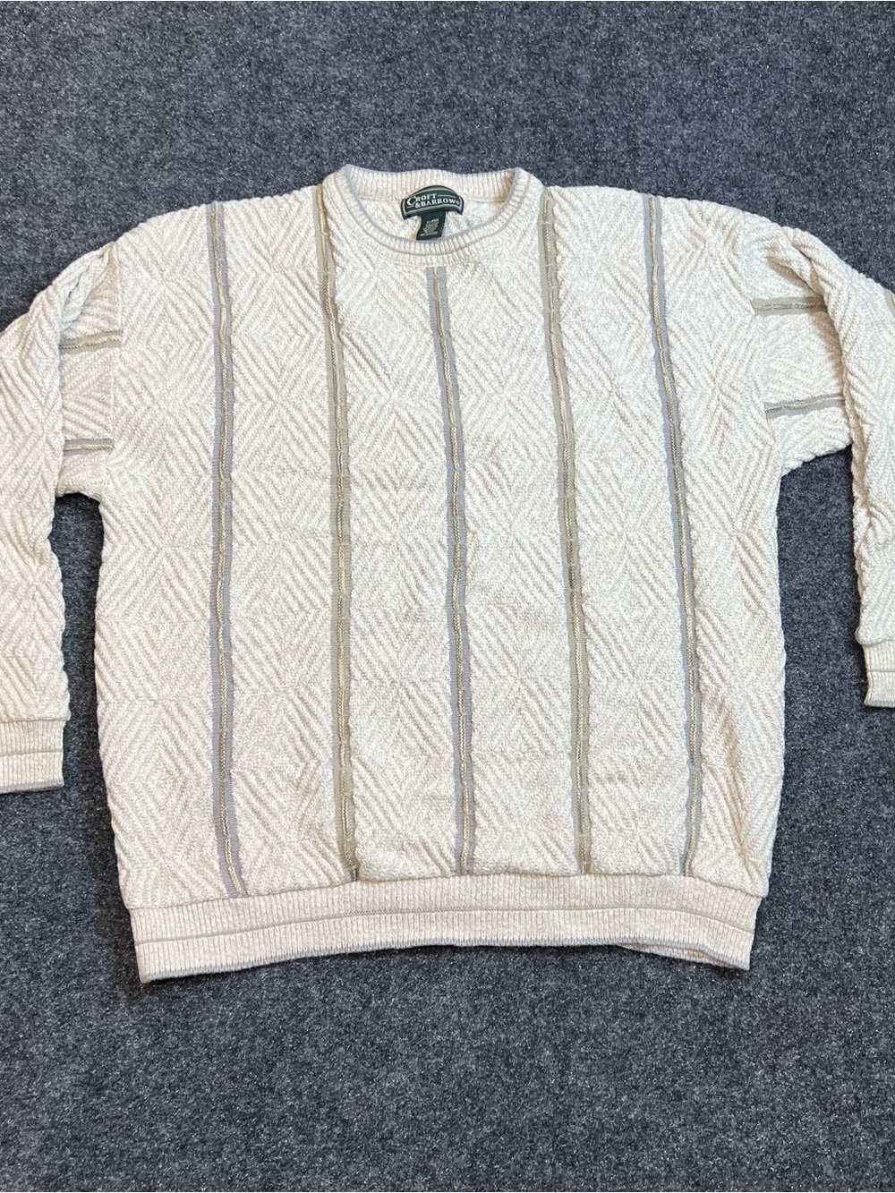 Vintage Croft & Barrow Grandpa Knit Sweater Cream Textured XL